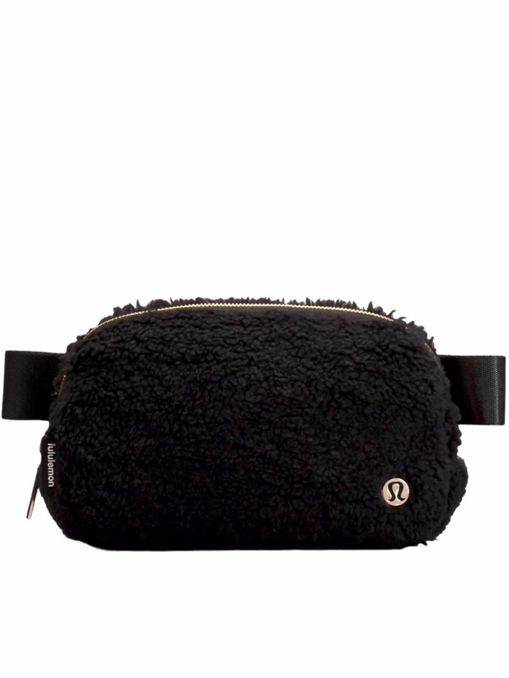 lululemon Black Sherpa Pouch with Gold Hardware
